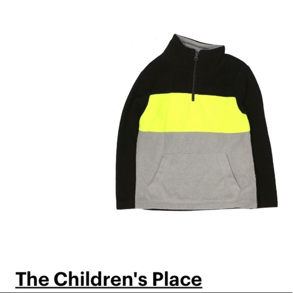 Old Navy | Fleece Half Zip Black Gray Yellow Neon - Picture 7 of 8